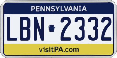 PA license plate LBN2332