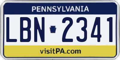 PA license plate LBN2341