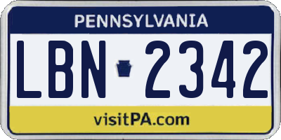 PA license plate LBN2342