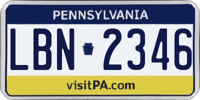 PA license plate LBN2346
