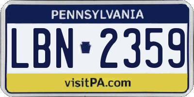 PA license plate LBN2359