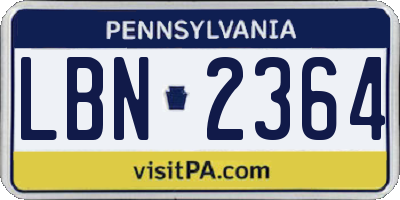 PA license plate LBN2364