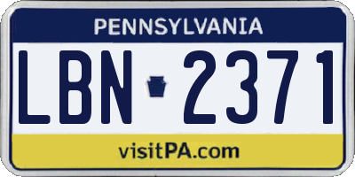 PA license plate LBN2371