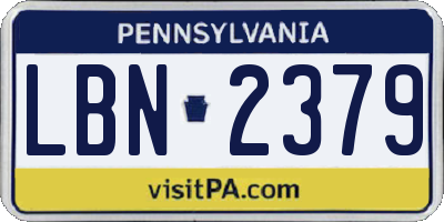 PA license plate LBN2379