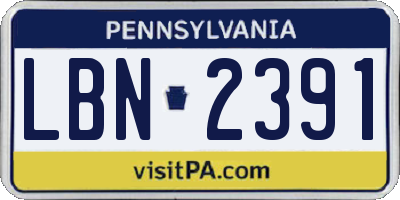 PA license plate LBN2391