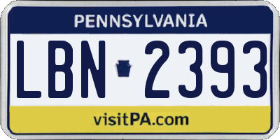PA license plate LBN2393