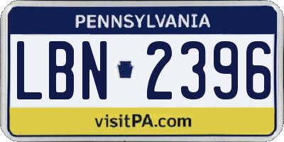 PA license plate LBN2396