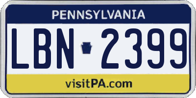 PA license plate LBN2399