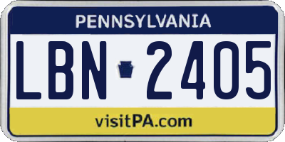 PA license plate LBN2405