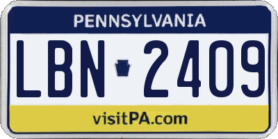 PA license plate LBN2409