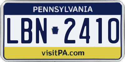 PA license plate LBN2410