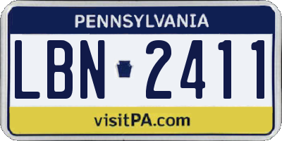 PA license plate LBN2411