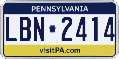 PA license plate LBN2414