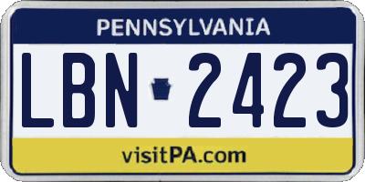 PA license plate LBN2423