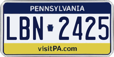 PA license plate LBN2425