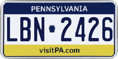 PA license plate LBN2426