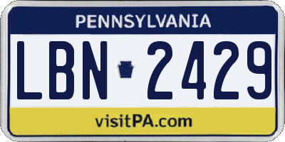 PA license plate LBN2429