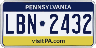 PA license plate LBN2432