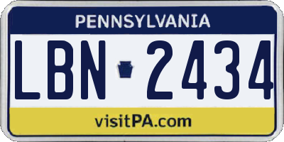 PA license plate LBN2434