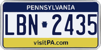PA license plate LBN2435