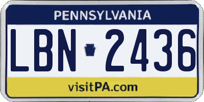 PA license plate LBN2436