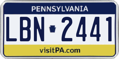 PA license plate LBN2441