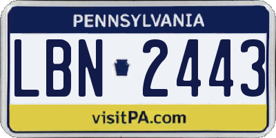 PA license plate LBN2443