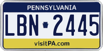 PA license plate LBN2445