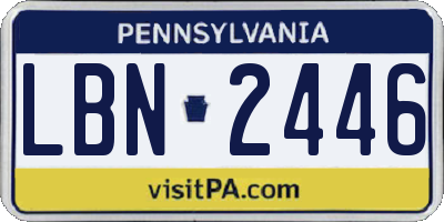 PA license plate LBN2446