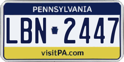 PA license plate LBN2447