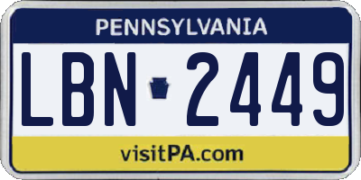 PA license plate LBN2449