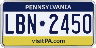 PA license plate LBN2450