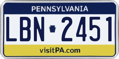 PA license plate LBN2451