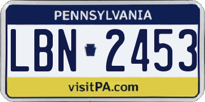 PA license plate LBN2453