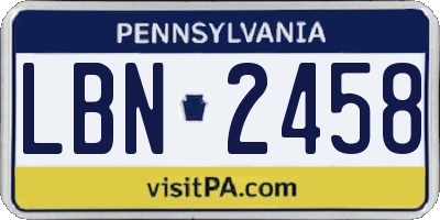 PA license plate LBN2458