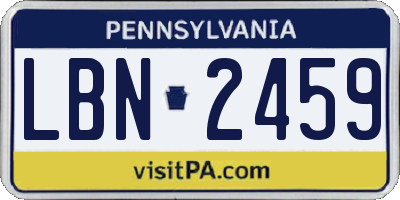 PA license plate LBN2459