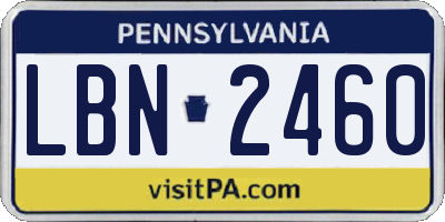 PA license plate LBN2460