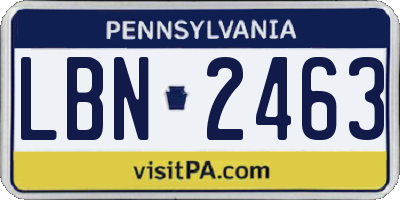 PA license plate LBN2463