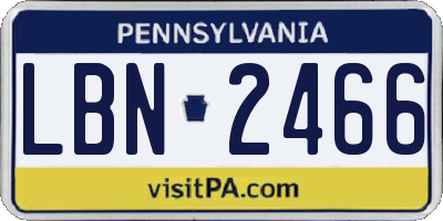 PA license plate LBN2466