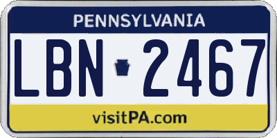 PA license plate LBN2467