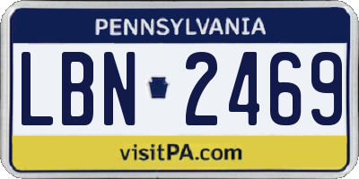 PA license plate LBN2469