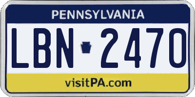 PA license plate LBN2470