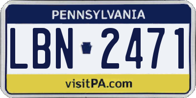 PA license plate LBN2471