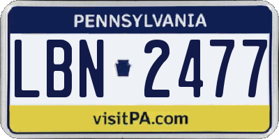 PA license plate LBN2477