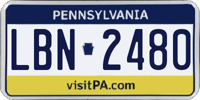PA license plate LBN2480