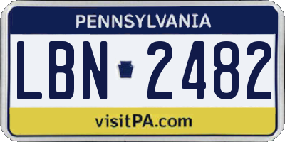 PA license plate LBN2482