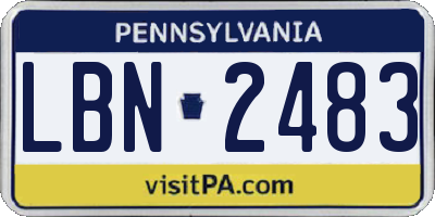 PA license plate LBN2483
