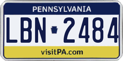 PA license plate LBN2484