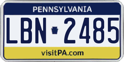 PA license plate LBN2485