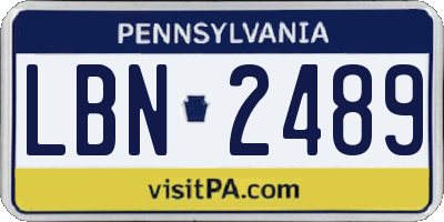 PA license plate LBN2489